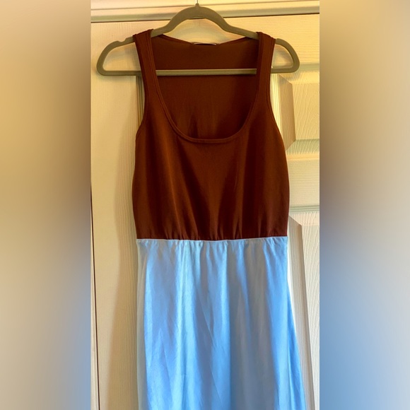 MARE MARExANTHROPOLOGIE KNIT SLIP TWOFER TANK DRESS - BLUE & BROWN SIZE S - NWT - Picture 9 of 15